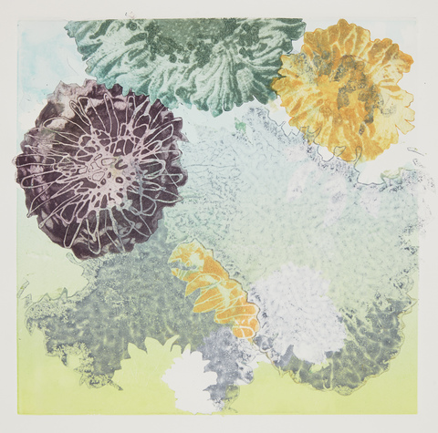 Cynthia MacCollum Flowerpower collagraph monoprint