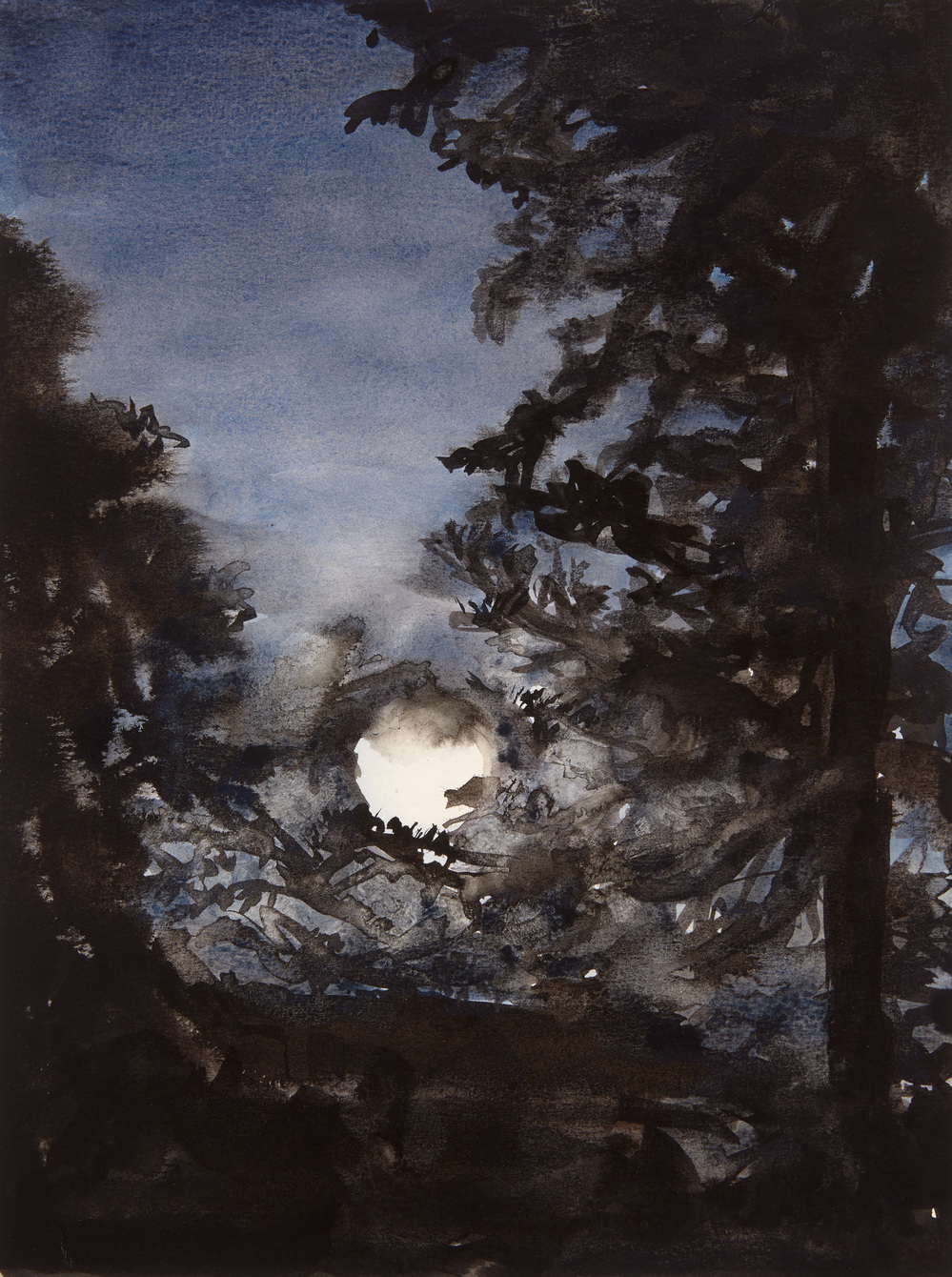 Cynthia MacCollum Flower Moon watercolor, ink, charcoal