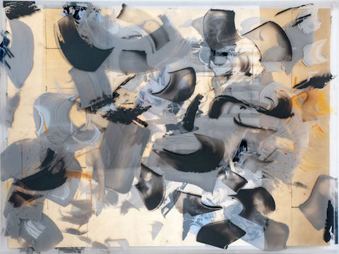 DANIELLE FRANKENTHAL Turbulence Series Acrylic paint on Acrylite® and metal gilding.