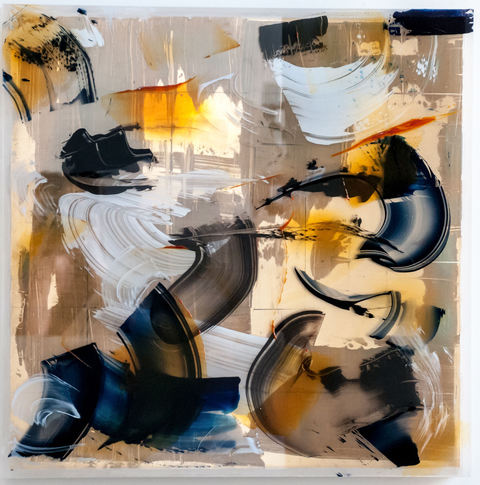 DANIELLE FRANKENTHAL Turbulence Series Acrylic paint on Acrylite® and metal gilding.