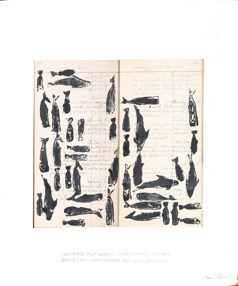 Daniel Ranalli  Whale Strandings Series Unique Block Print on rag paper