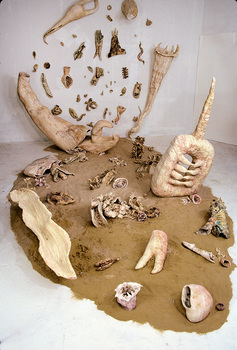 DANIEL ROSENBAUM INSTALLATION ceramic,sand,wood,plaster,burlap,paint,glaze