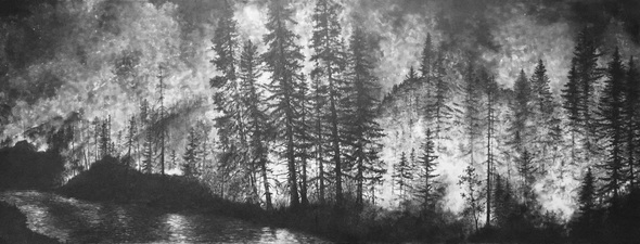 Dan Keegan Climate Change Series Graphite on Paper. From a series on climate change and the elements of Earth, Air, Fire and Water.