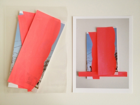 david kelley "slice splices" 2012 gouache, archival print, archival magazine bag 