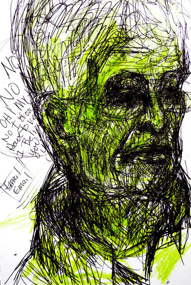 DEBORAH DECKER Mark Making Ink and Green Marker on Paper