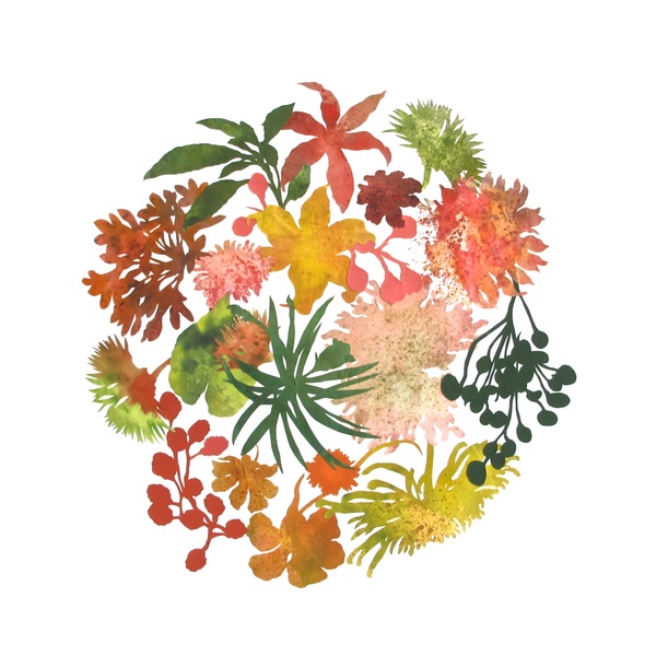 DEBORAH WEISS DAYLIGHT BLOOMS Collage with artist's hand dyed paper