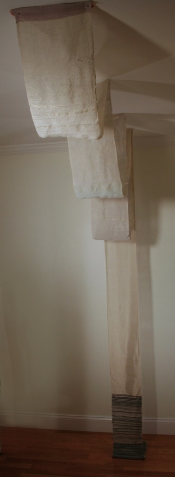Water-fall Textiles pearl cotton, silk, and rice paper.
