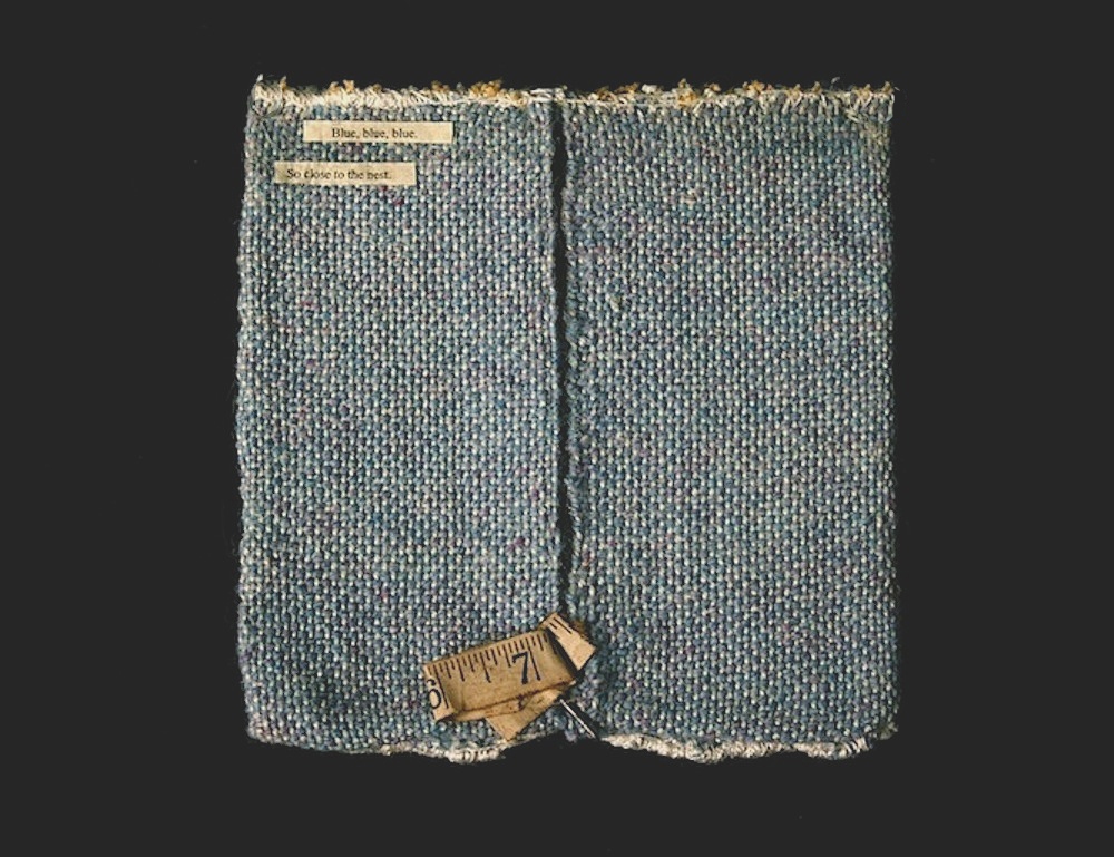 Blue, blue, blue Textiles study in wool thread, rice paper,measuring tape and a nail