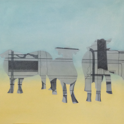 Debra Radke Sheep  Acrylic and pastel on Canvas