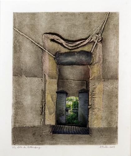 Debra Radke Thresholds Collograph and Photo on Silk