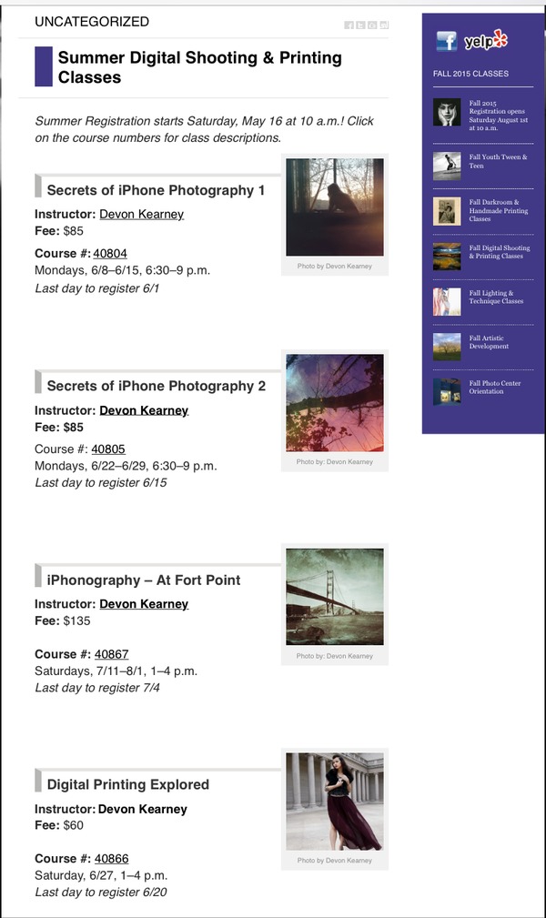 Devon Kearney Photography Past Classes 