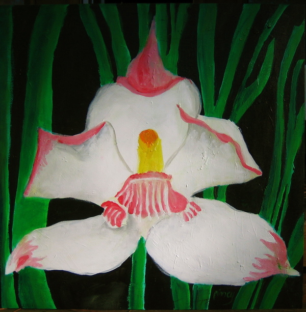 Diane Pinney Orchids 2009 acrylic on wood