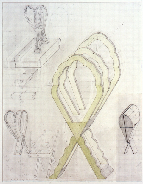 Diane Simpson Headgear (1990-1996) pencil, colored pencil on vellum graph paper