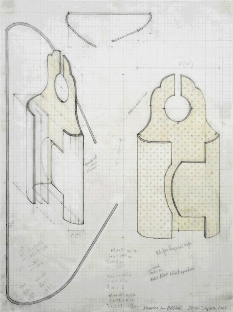 Diane Simpson Bibs, Vests, Collars, Tunic   (2006-2008) pencil and colored pencil on vellum graph paper