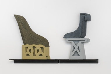  Applied Arts (2019-2023) fiberboard, oil stain, polyester spun-bond fabric, crayon, screws