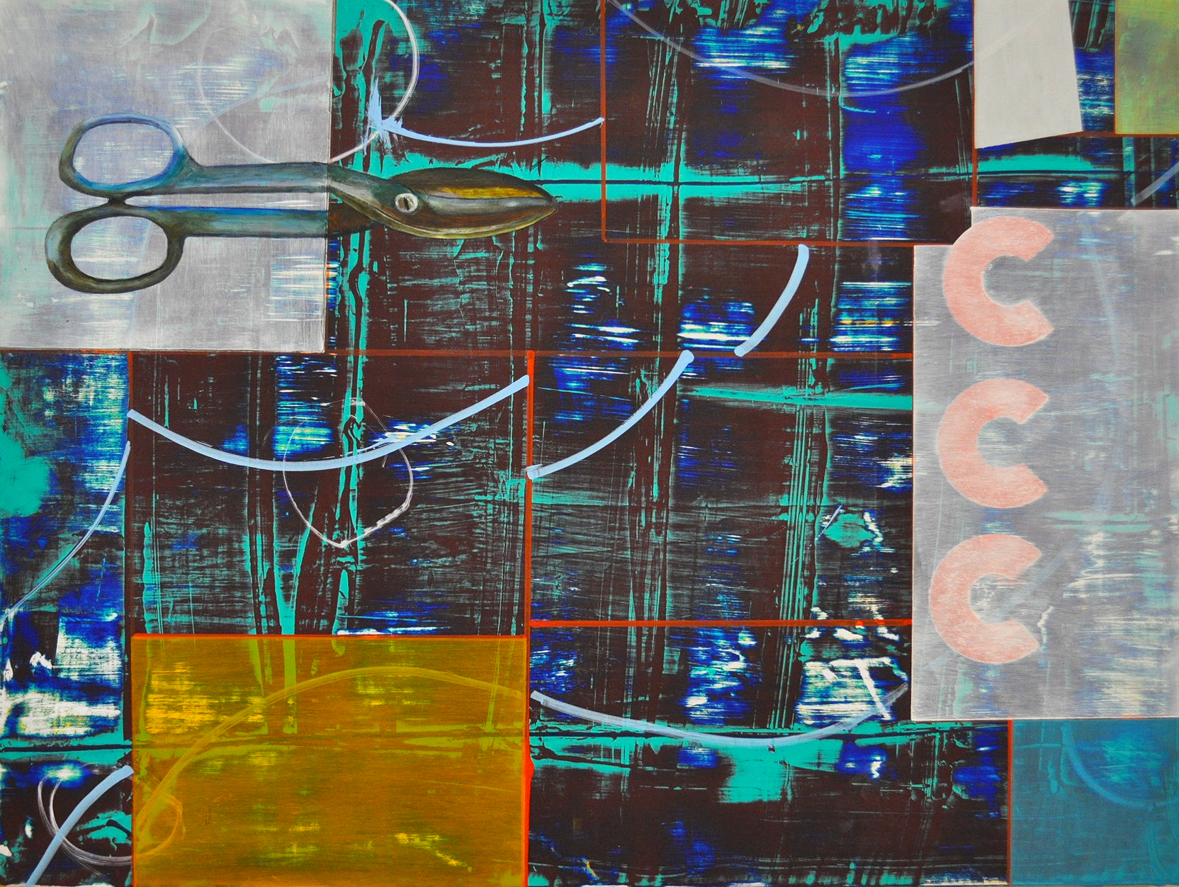Tijeras Available Paintings Mixed Media on Panel