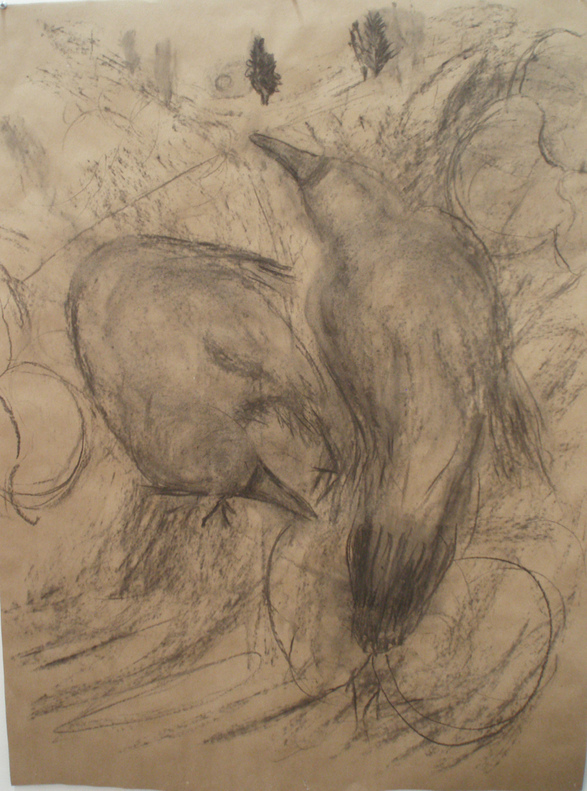 Donna Powers Drawings charcoal on brown craft paper