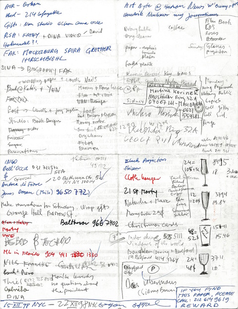 Egon Zippel Online Archive Archive Drawings Self Creating Drawings To Do Lists 1998