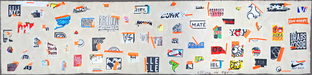 EGON ZIPPEL / Online Archive Devandalizing (in general) Sticker fragments and leftover tape on unstretched canvas