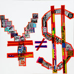 EGON ZIPPEL / Online Archive Devandalizing (in general) Stickers and signaling tape from NYC on canvas