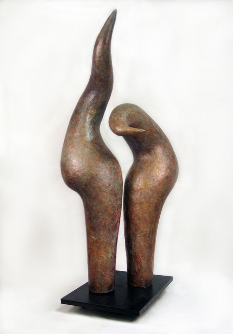 Elaine Lorenz Birds of a Feather Fiberglass and resin, steel base