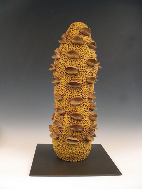 Elaine Lorenz Seed Pod Series Ceramic, glaze, steel