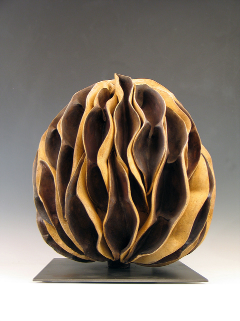 Elaine Lorenz Seed Pod Series Ceramic, acrylic stain, steel