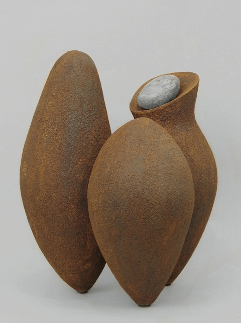 Elaine Lorenz Birds of a Feather Ceramic, oxide stain, stone