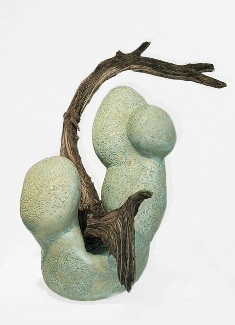 Elaine Lorenz ARCHIVE - Embodiment Ceramic, glazed, driftwood