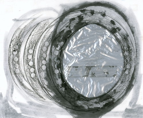 Elisa Lendvay Studio The Pool (and garden) 2025, and related, selecting images crayon, gesso, pastel, mylar on mulberry paper 