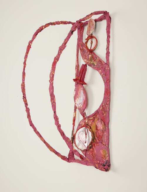 Elisa Lendvay Studio The Pool (and garden) 2025, and related, selecting images inches steel, copper, aluminum, ceramic, pumpkin stem, paper, gouache, acrylic and oil 