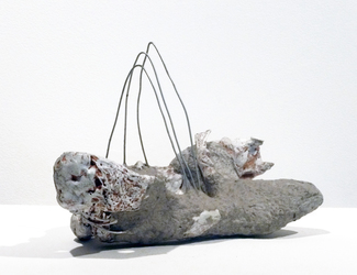 Elisa Lendvay Studio Selected Small Sculptures: The Queries papier mache, scupey, metal, paint, acrylic medium