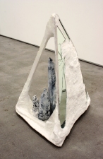 Elisa Lendvay Studio Reiterations (memory) and Thought forms wood, plaster, charred wood, mirror frame, acrylic paint