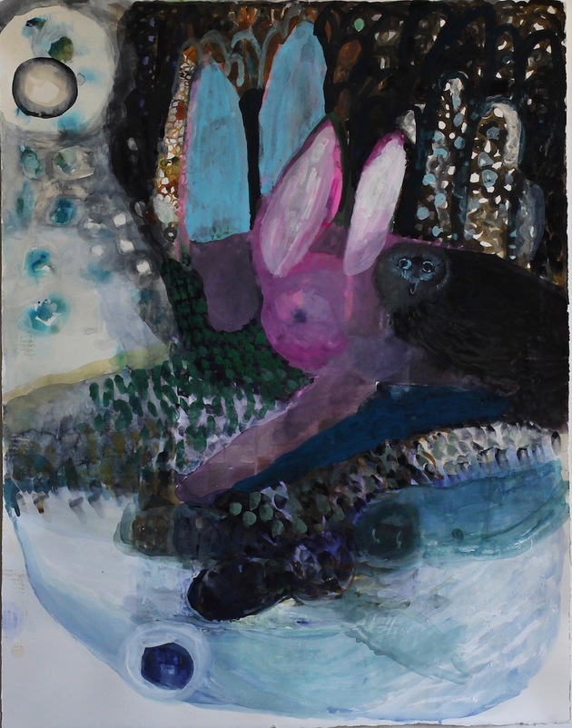Elizabeth Terhune Alphabets, Constellations, the Moon, at the Ear of Being watercolor and gouache and acrylic on paper