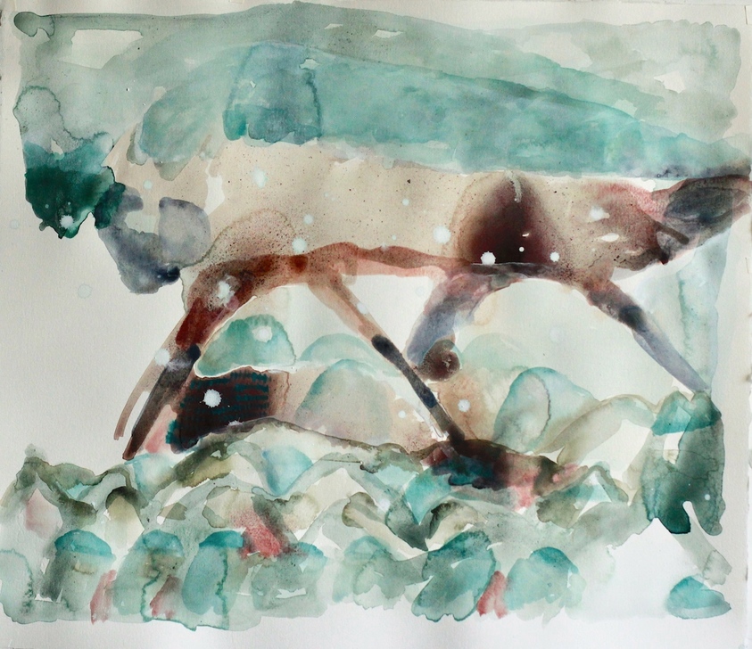 Elizabeth Terhune Alphabets, Constellations, the Moon, at the Ear of Being watercolor and gouache