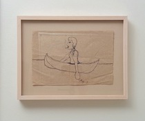 Emilie Lemakis Lie With Me and Watch the Stars Die ink on a paper towel