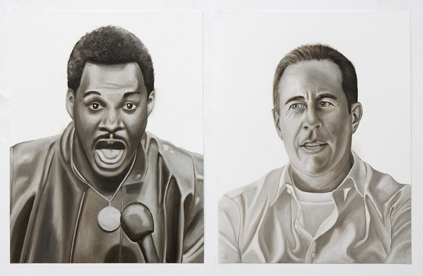 Emily Roz Studio from "Comedians" series, oil on paper