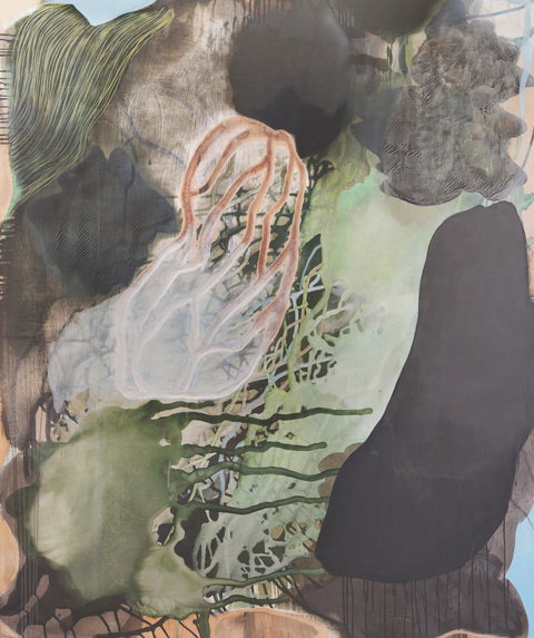 Sea Garden III Sediment Songs oil and acrylic on carved board