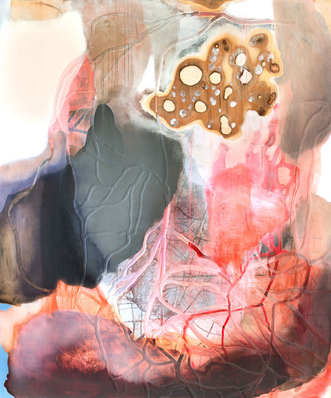 Into The Blue Sediment Songs oil and acrylic on carved board