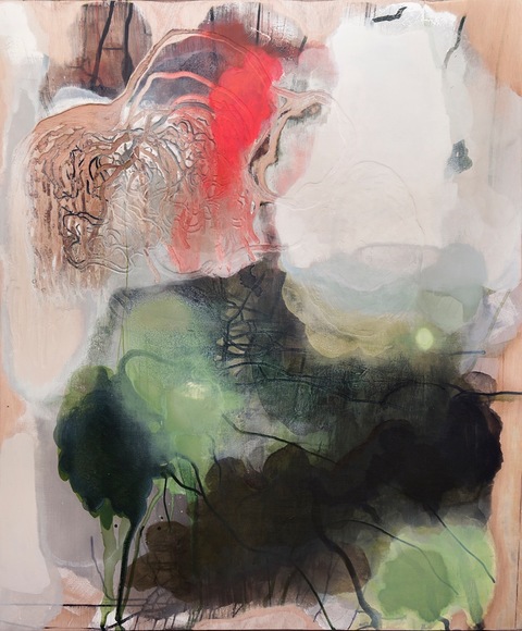 Sea Garden Sediment Songs oil and acrylic on carved board