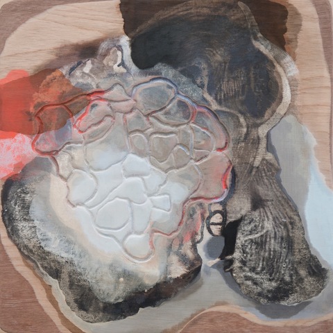 Shore Song Sediment Songs oil and acrylic on carved board