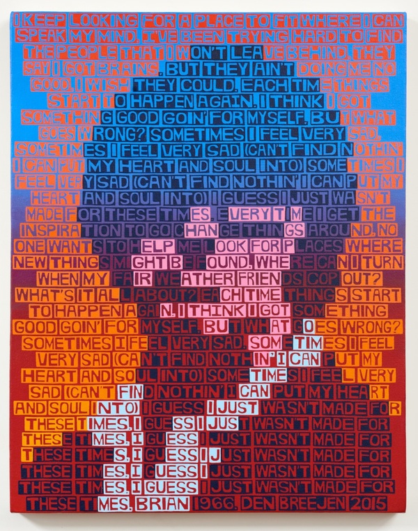 Erik den Breejen text portraits Acrylic on canvas
