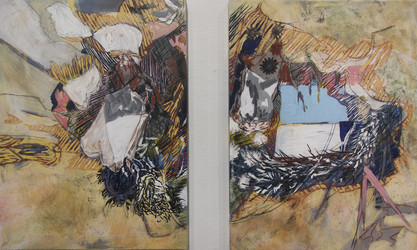 Erin Treacy Paintings Conte, and Acrylic Paint on Panel