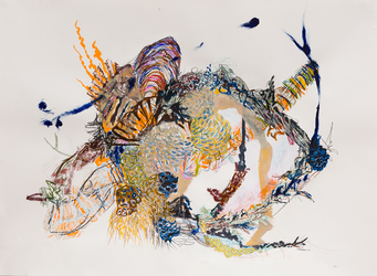 Erin Treacy Islands/Centerpieces Pencil, Conte, Marker, Acrylic on Paper