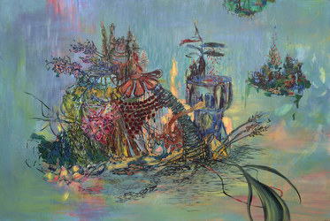 Erin Treacy Paintings Conte, Marker, and Acrylic Paint on Canvas