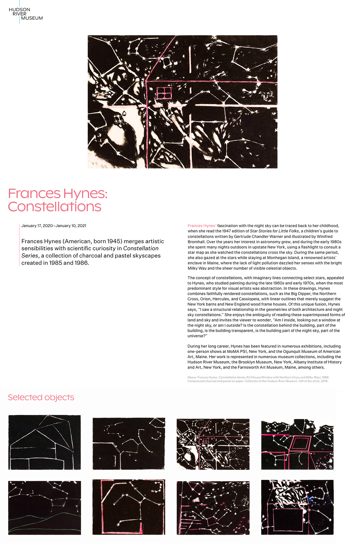 Frances Hynes HUDSON RIVER MUSEUM 2020: FRANCES HYNES: CONSTELLATIONS 1985 – 1986 