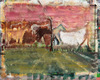  ANIMALS: HORSES oil on canvas board, backed