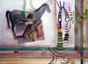  ANIMALS: HORSES Watercolor/gouache/collage on TH Saunders