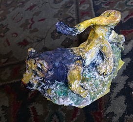 Fred Adell - Wildlife Artist Cats (wild) sculpture (fired clay, paper mache, acrylic)   