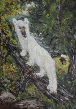 Fred Adell - Wildlife Artist Bears Mixed Media (Ink, watercolor, tempera) on watercolor paper